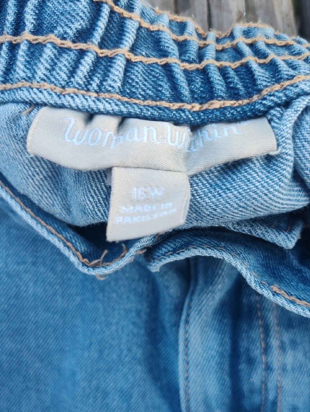 Woman Within Light Blue Elastic Waist Denim Pants Size 16W - Picture 3 of 6